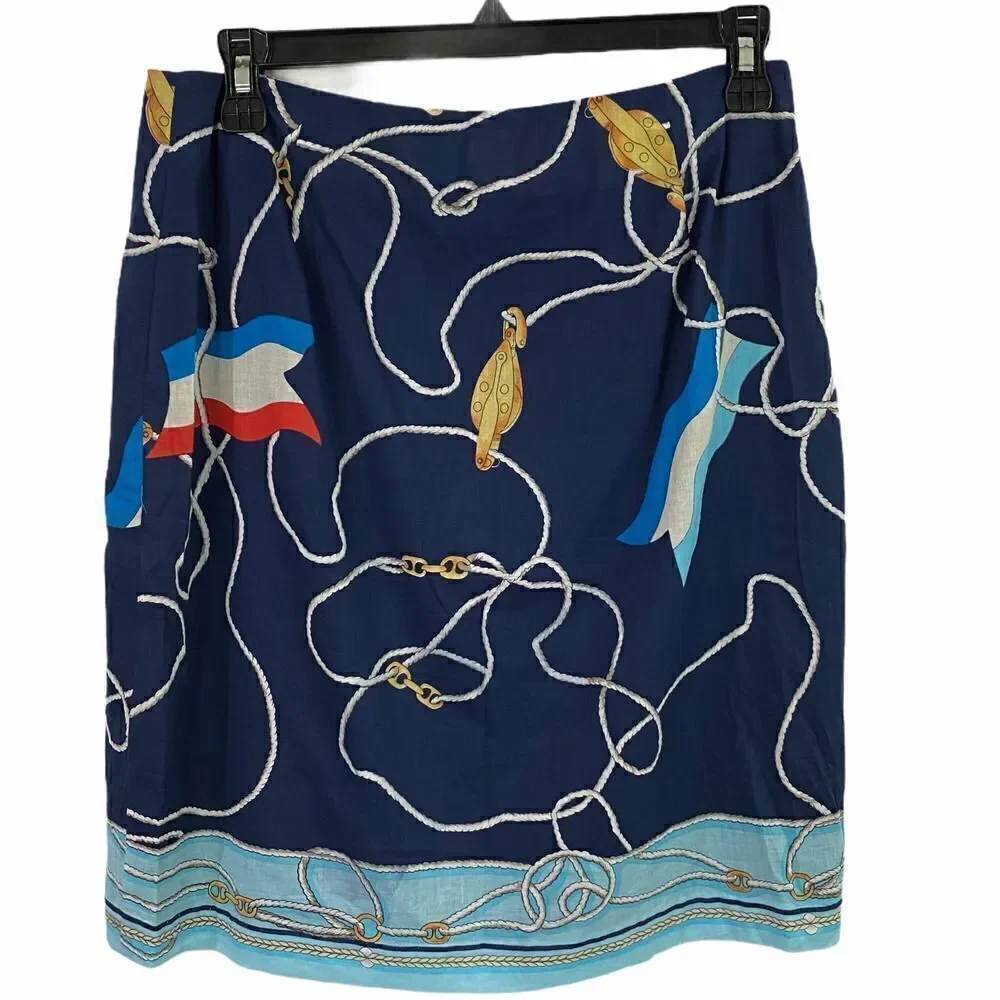Charter Club Nautical Printed Sailor Wrap Skirt Size 6